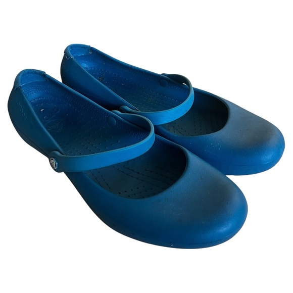 Crocs Alice Work Blue Mary Jane Flats, Size 11 - Picture 1 of 9